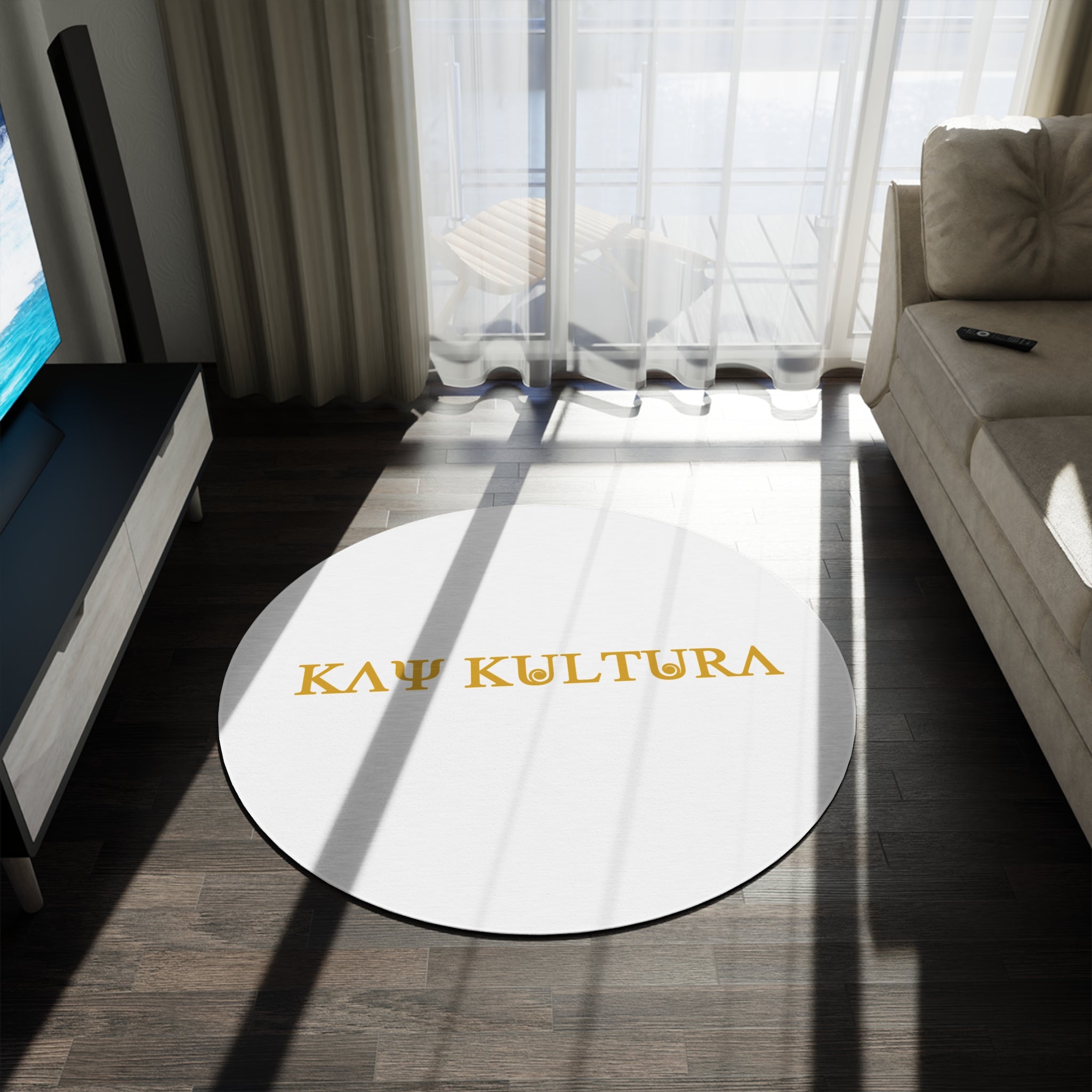 Tapis rond classique doré Kaykultura