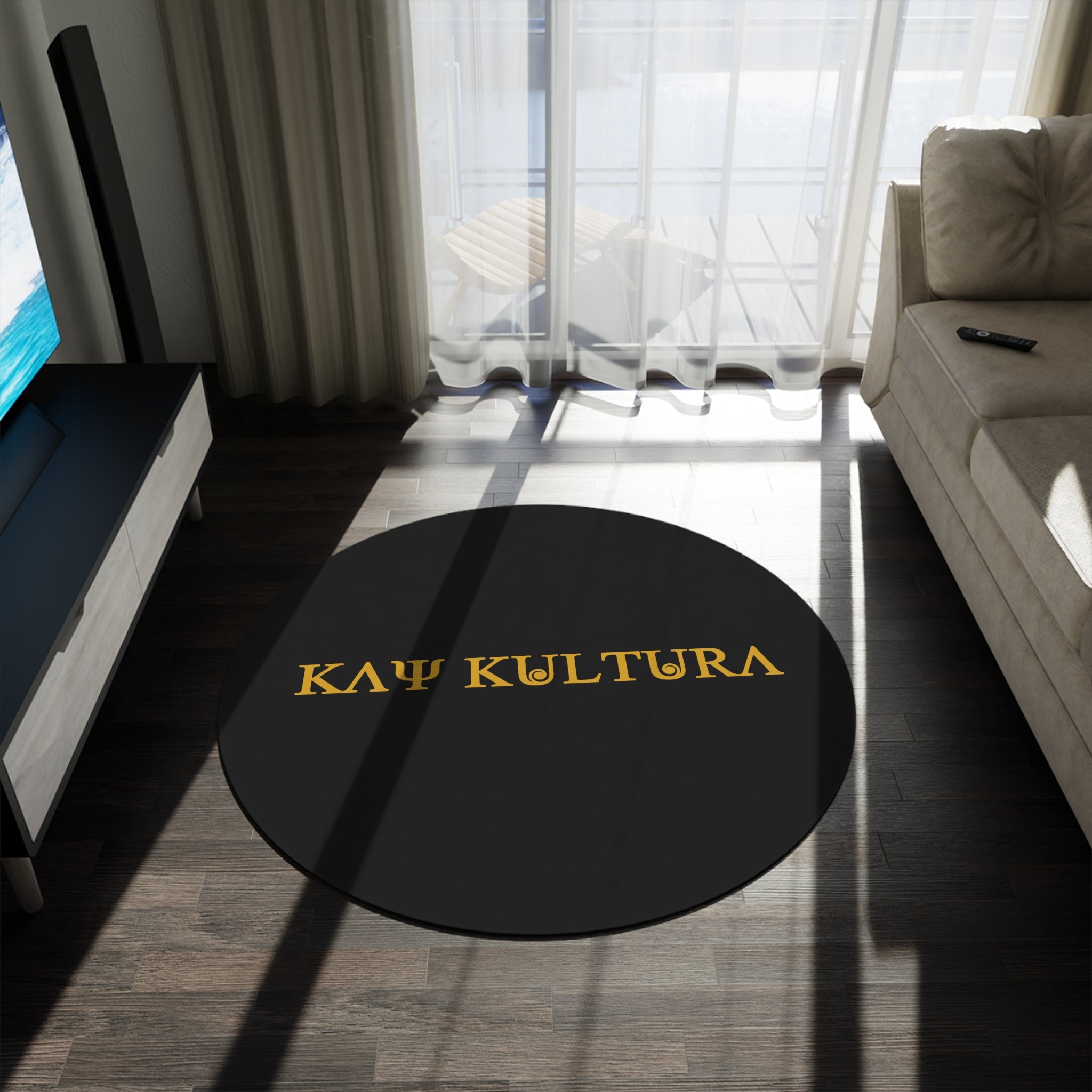 Tapis rond classique doré Kaykultura